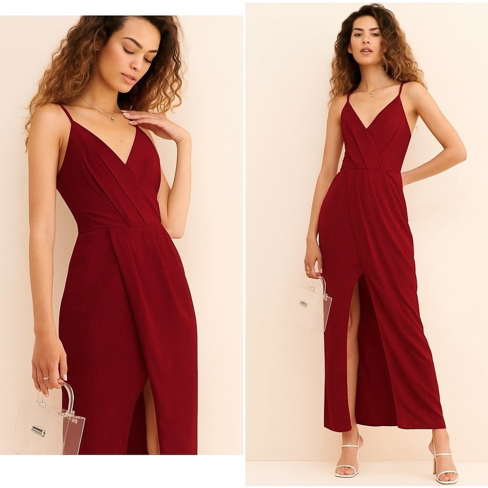 NWT Harlyn Nordstrom Elegant Burgundy Red Maxi Dress Gown